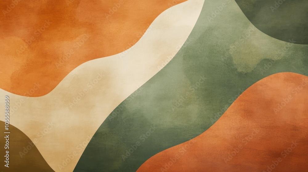An abstract background with organic, fluid shapes in warm earth tones like terracotta and olive green, giving a natural and inviting feel An abstract background with organic, fluid shapes in warm earth tones like terracotta and olive green, giving a natural and inviting feel