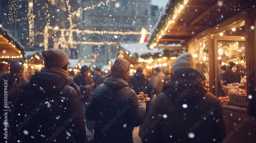 Obraz premium School Group Enjoying a Christmas Market Adventure