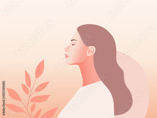 illustration of a woman healthy mentality selfcare confident relax love herself acceptance concept vector contemporary art