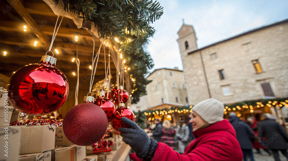 Obraz premium Christmas Market Evening in Assisi