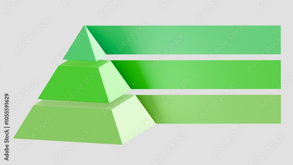 Pyramide Diagramm 3teilig, Informationsgrafik, 3D, Optionen, Statistik, Darstellung, grün