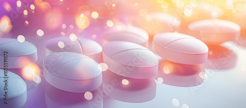 Glucosamine and Chondroitin Tablets for collagen with soft focus on a bright paper background in a close up shot with copy space image photo