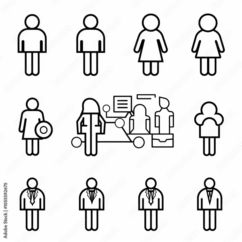 set of people icons with white background set of people icons with white background