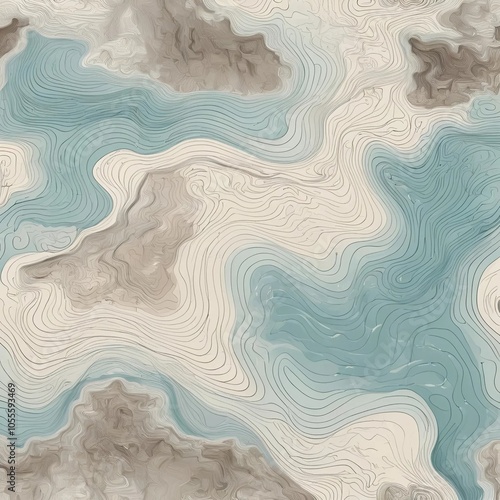 Abstract topographic map pattern in soft tones