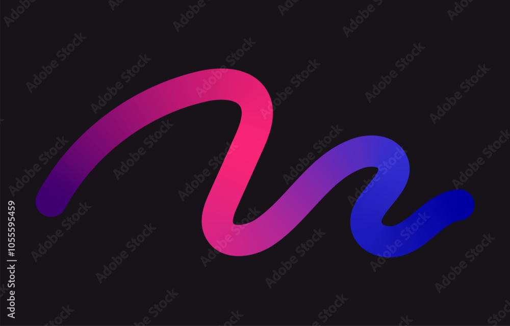 Neon Color Gradient squiggle lines. Scribble stripe with wavy elements. Abstract organic dynamic colorful Shapes on dark background. Neon Color Gradient squiggle lines. Scribble stripe with wavy elements. Abstract organic dynamic colorful Shapes on dark background.