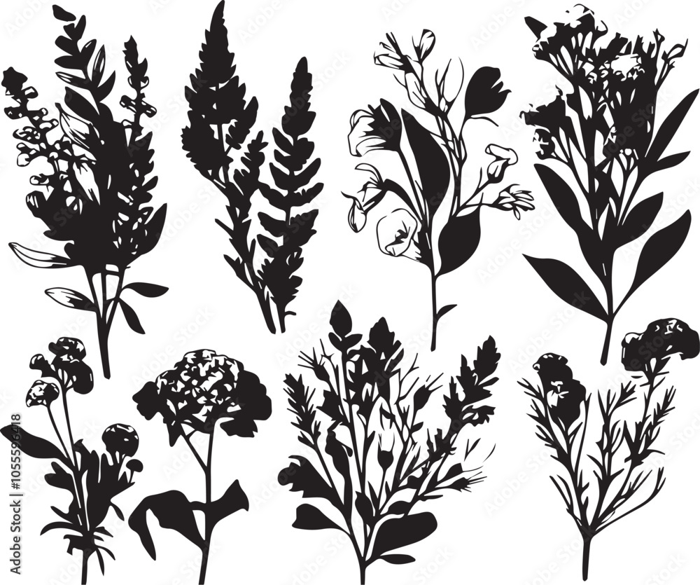 Set plants. Hand drawn vector illustration Set plants. Hand drawn vector illustration