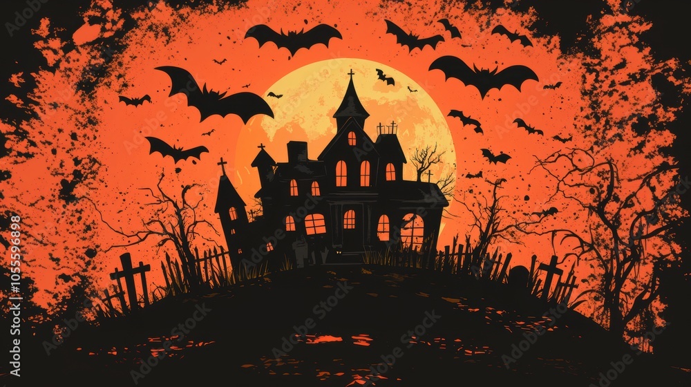 Haunted house. Halloween decoration element. Haunted house. Halloween decoration element.