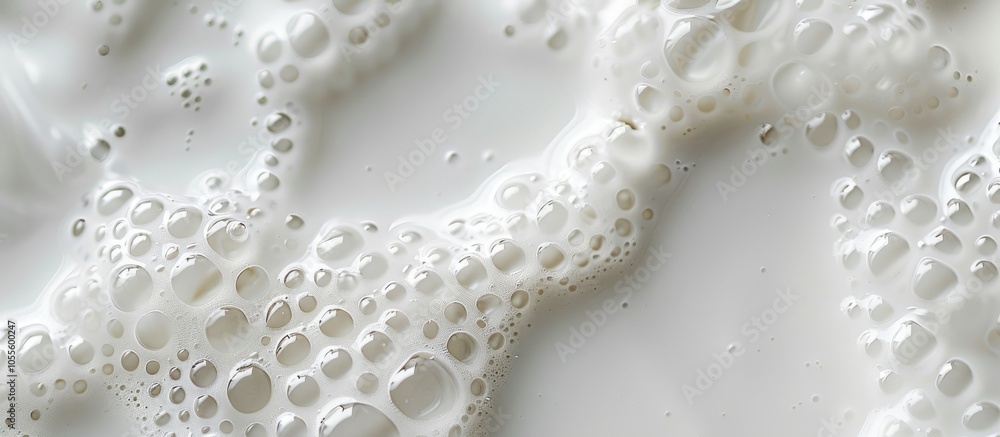 Macro cow milk background with frothy bubbles suitable for use as a texture or background in a top view copy space image Macro cow milk background with frothy bubbles suitable for use as a texture or background in a top view copy space image
