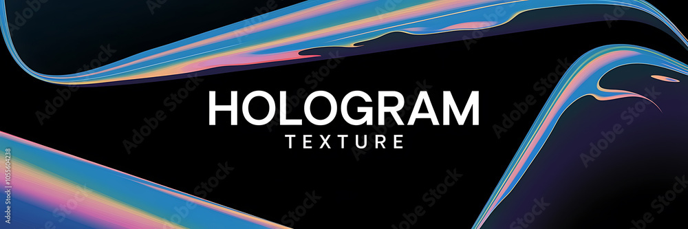 Abstract holographic blue and pink shapes on black background - Modern futuristic design Abstract holographic blue and pink shapes on black background - Modern futuristic design