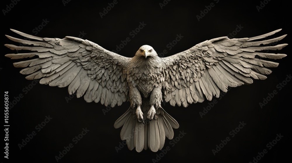 Focused eagle with wings spread, ready to soar. Focused eagle with wings spread, ready to soar.