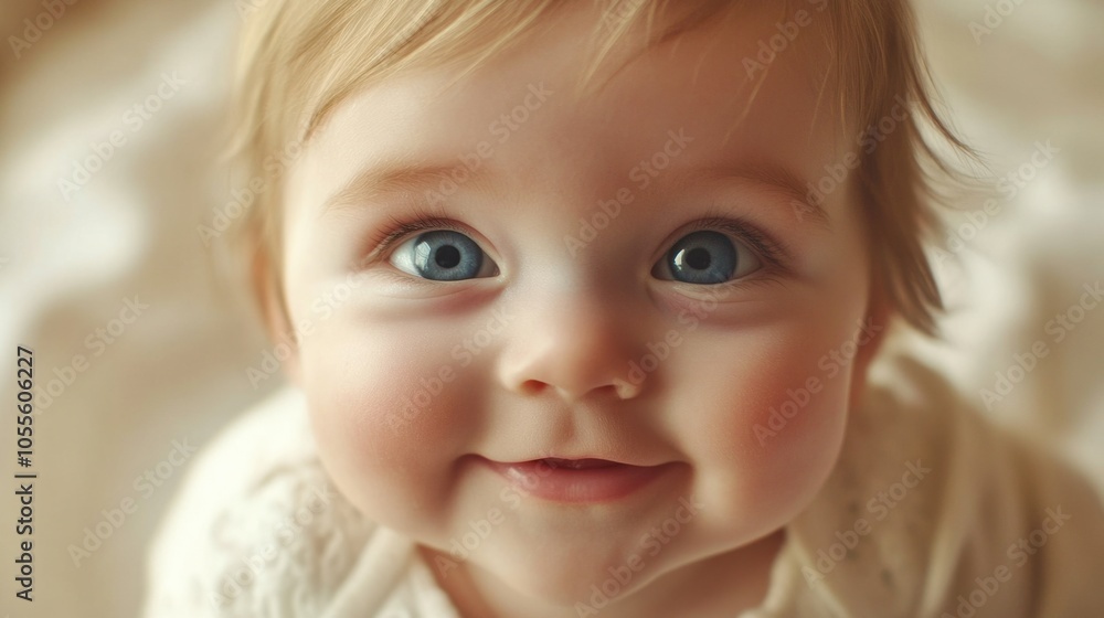 Adorable baby with a playful smile, bright eyes, and round cheeks, showing pure innocence, isolated on white Adorable baby with a playful smile, bright eyes, and round cheeks, showing pure innocence, isolated on white