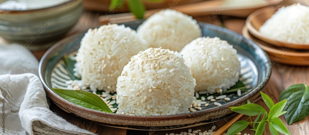 Sticky Rice With Sugar Asia Food Style Sticky Rice With Sugar Asia Food Style