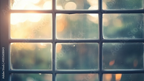 Blurry square window with a bokeh background effect