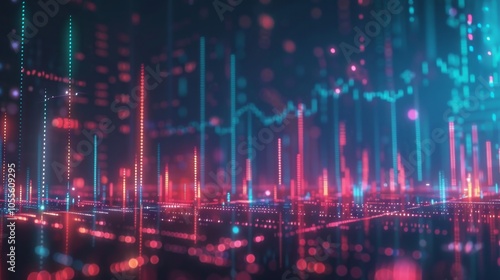 Dynamic Stock Market Data Visualization with Neon Lights and Analytics