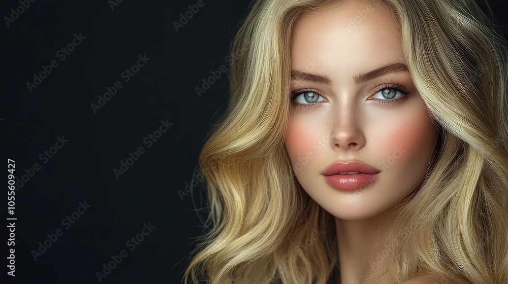 custom made wallpaper toronto digitalElegant blonde woman with flawlessly smooth hair and classic makeup Stunning facial features