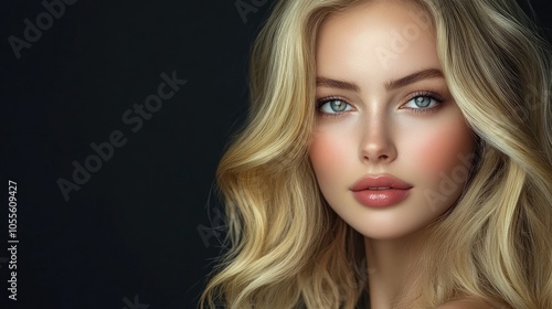 Wallpaper Mural Elegant blonde woman with flawlessly smooth hair and classic makeup Stunning facial features Torontodigital.ca