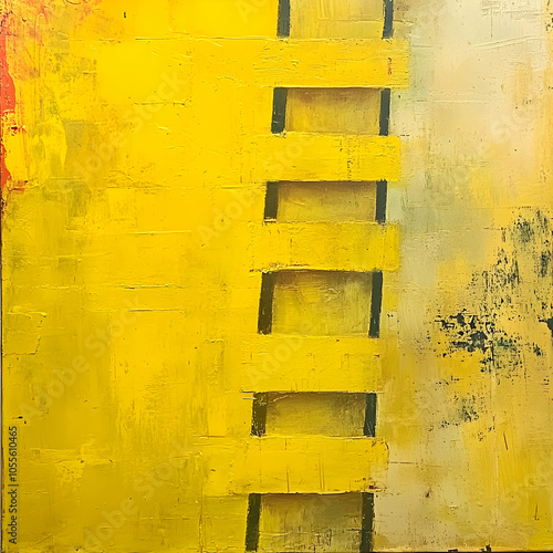 Abstract Yellow Ladder with Ascending Steps Symbolizing Progress and Growth