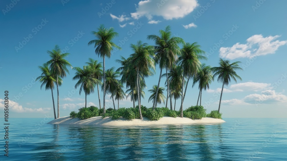 Scenic palm islands in a captivating arrangement isolated for a striking effect Scenic palm islands in a captivating arrangement isolated for a striking effect