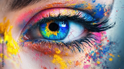 Vivid Eye Design Featuring Colorful Paint Splashes