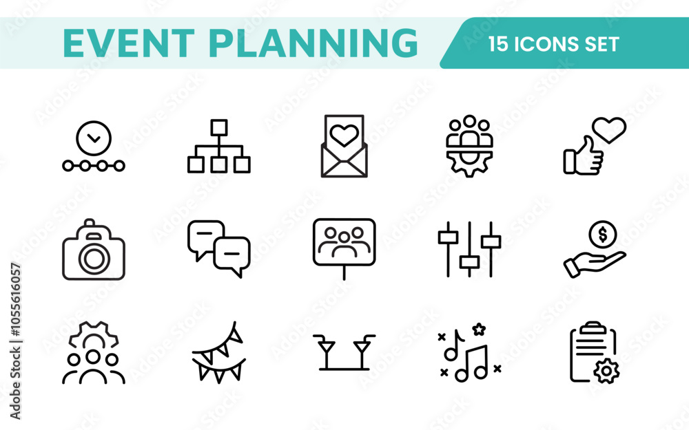 Event Planning Icon Set. Stylish and functional icons for organizers ...