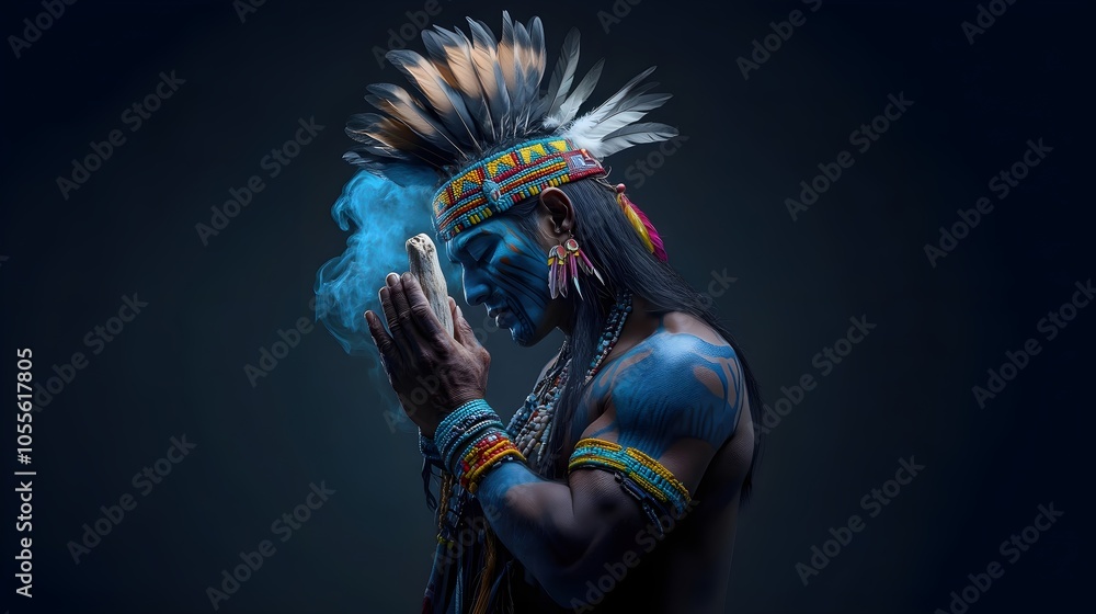 Blue Warrior in Shamanic Ritual Blue Warrior in Shamanic Ritual