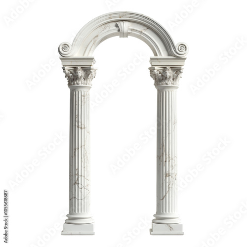 Classic column arch isolated on transparent background