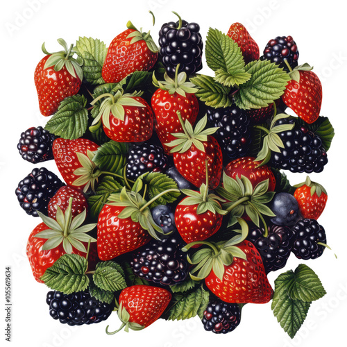 Fresh Berries Arrangement with Strawberries and Blackberries photo