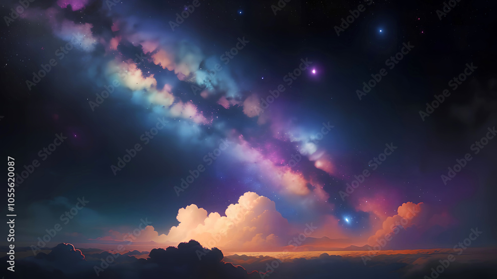 Fototapeta premium The milky way shines brightly in the sky