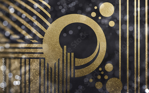 Abstract Art Deco Gold and Black Glitter Background for New Year s Eve and Holiday Designs    photo