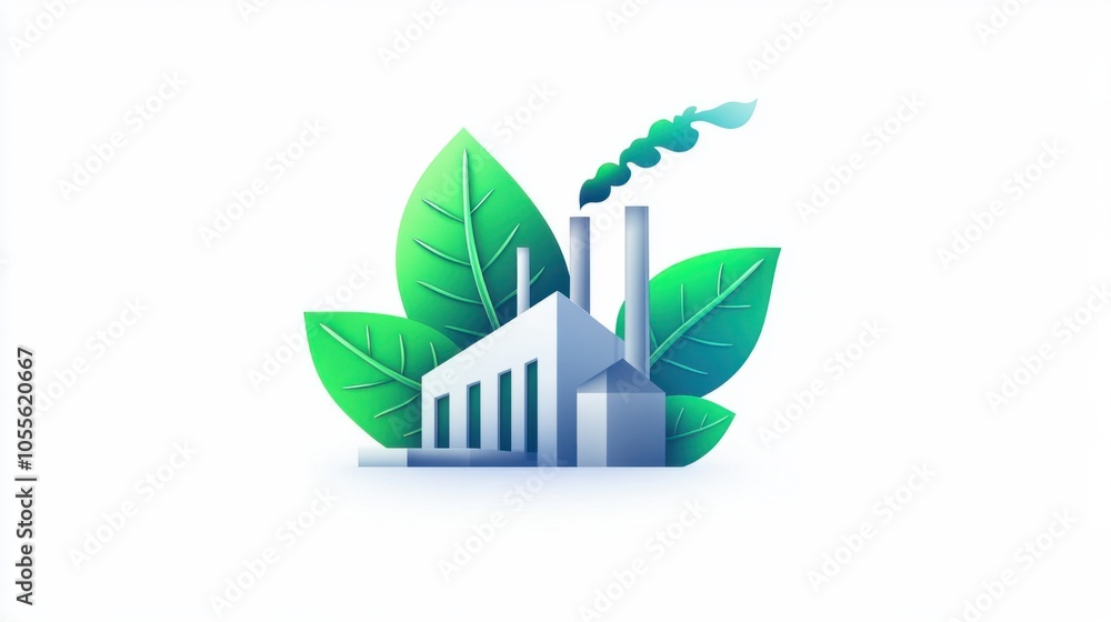 Net Zero emissions icon with a clean factory symbol and green energy leaf, isolated on white Net Zero emissions icon with a clean factory symbol and green energy leaf, isolated on white