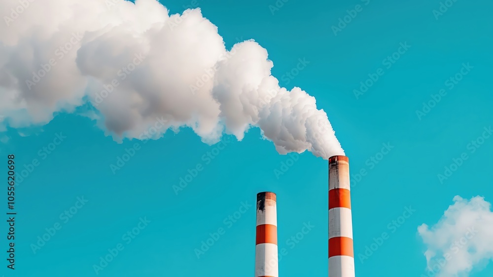 A polluted factory with smoke pouring from chimneys, contributing to environmental destruction industrial pollution, climate crisis, environmental harm A polluted factory with smoke pouring from chimneys, contributing to environmental destruction industrial pollution, climate crisis, environmental harm