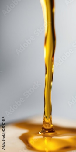 Close-up of frozen motion of oil being poured, frozen, background