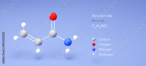 Tableau sur toile acrylamide molecule, molecular structure, monomer, 3d model, Structural Chemical