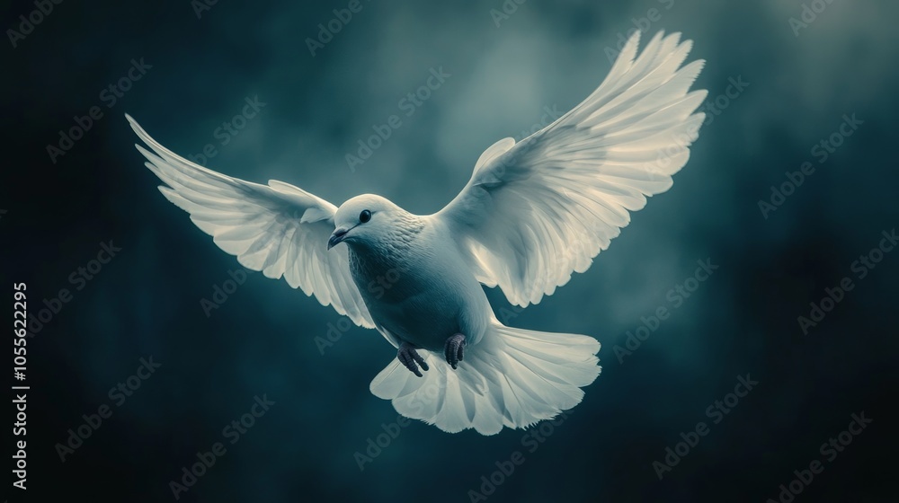 A white dove is flying in the sky A white dove is flying in the sky