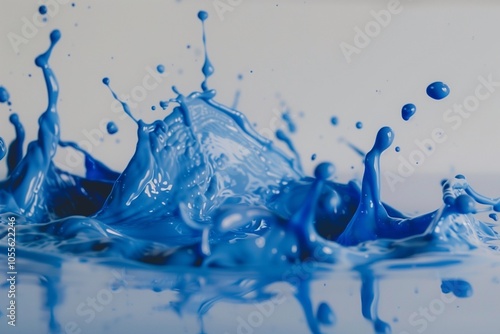 blue drops on a white background and splashes