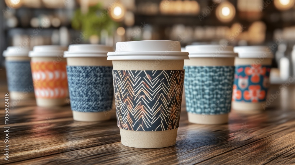 Coffee cup with a blank, removable sleeve, perfect for showcasing seasonal or promotional prints. Coffee cup with a blank, removable sleeve, perfect for showcasing seasonal or promotional prints.