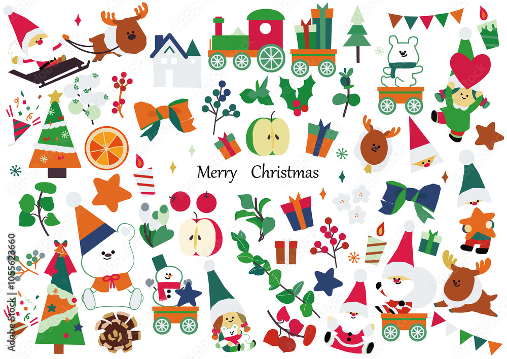 Fototapeta premium かわいいクリスマスのイラストセット素材