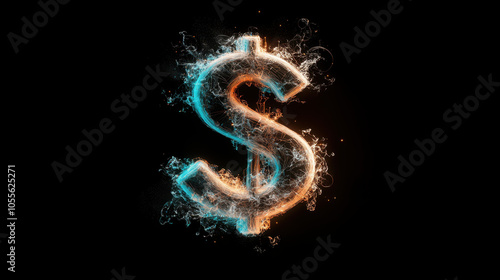 vibrant 3D dollar sign surrounded by explosion of colorful light and energy, creating dynamic and eye catching visual effect