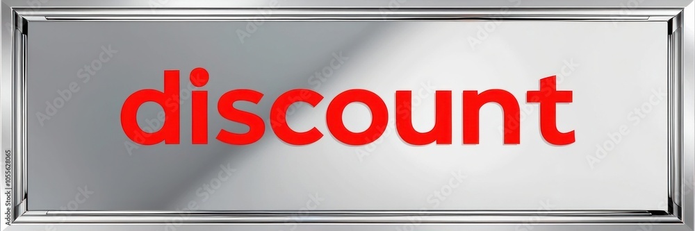 Advertising banner with text discount. 3D effect against a light gray background Advertising banner with text discount. 3D effect against a light gray background