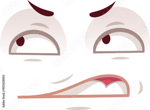 Cartoon face expressing displeasure with mouth open and eyes squinting, possibly conveying feelings of disgust or disapproval