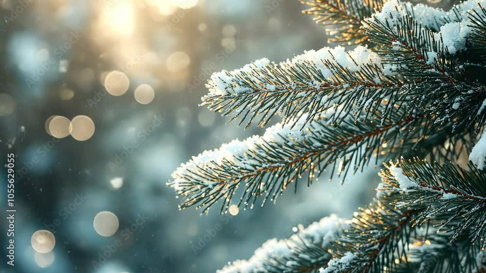 Glittering texture of a snow-dusted evergreen garland, with its soft needles and sparkling snow adding to the festive ambiance. . Video Glittering texture of a snow-dusted evergreen garland, with its soft needles and sparkling snow adding to the festive ambiance. . Video