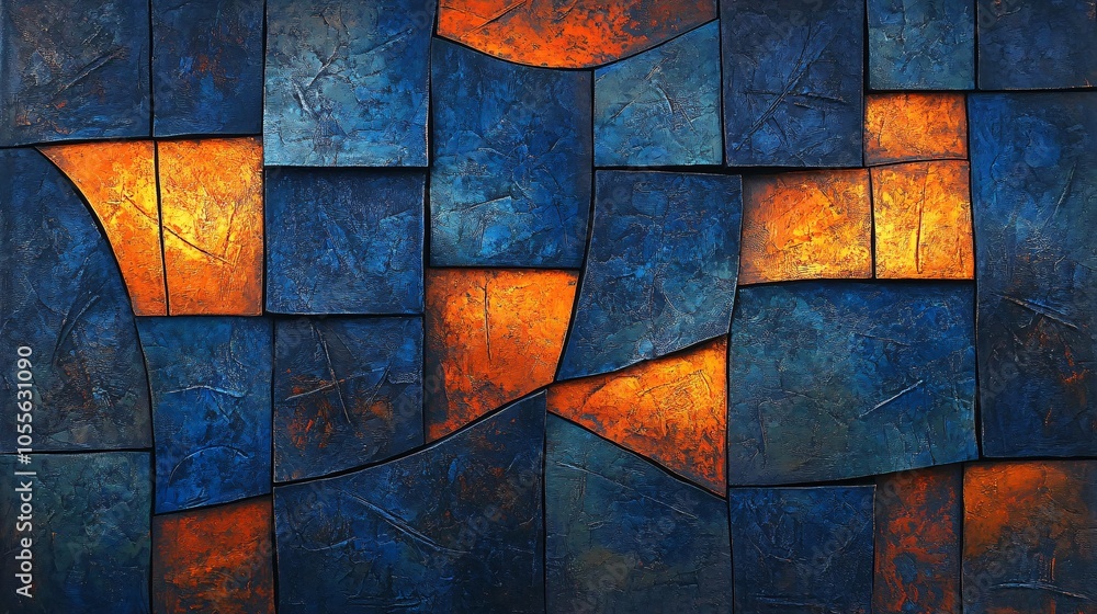 Fototapeta premium Textured Abstract Metal and Stone Grid Design