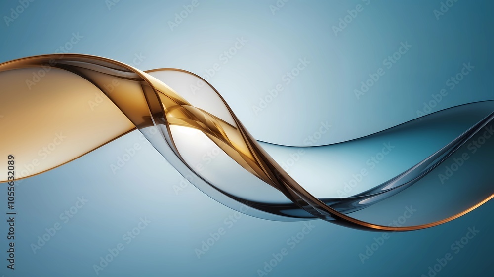 Obraz premium Flowing Transparent Glass Background with Goldenrod and Sea Blue Gradient