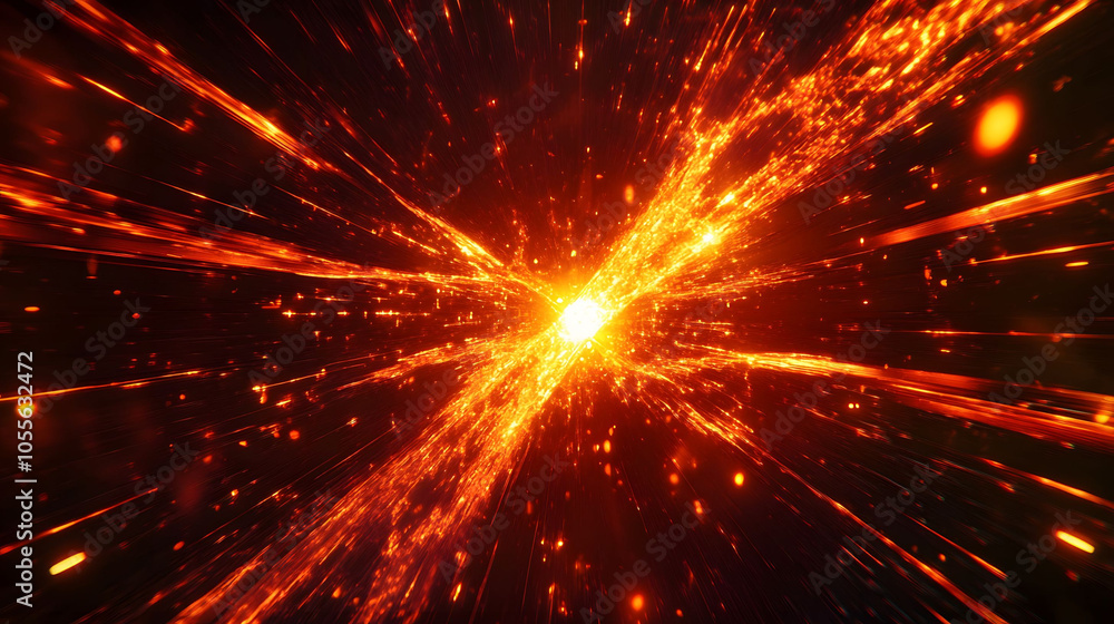 Bright explosion of light with abstract rays in vibrant colors, resembling a festive firework display in a cosmic night sky Bright explosion of light with abstract rays in vibrant colors, resembling a festive firework display in a cosmic night sky