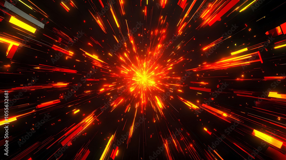 Bright explosion of light with abstract rays in vibrant colors, resembling a festive firework display in a cosmic night sky Bright explosion of light with abstract rays in vibrant colors, resembling a festive firework display in a cosmic night sky