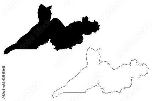 Rio Branco City and Municipality (Federative Republic of Brazil, Acre State) map vector illustration, scribble sketch City of Rio Branco map