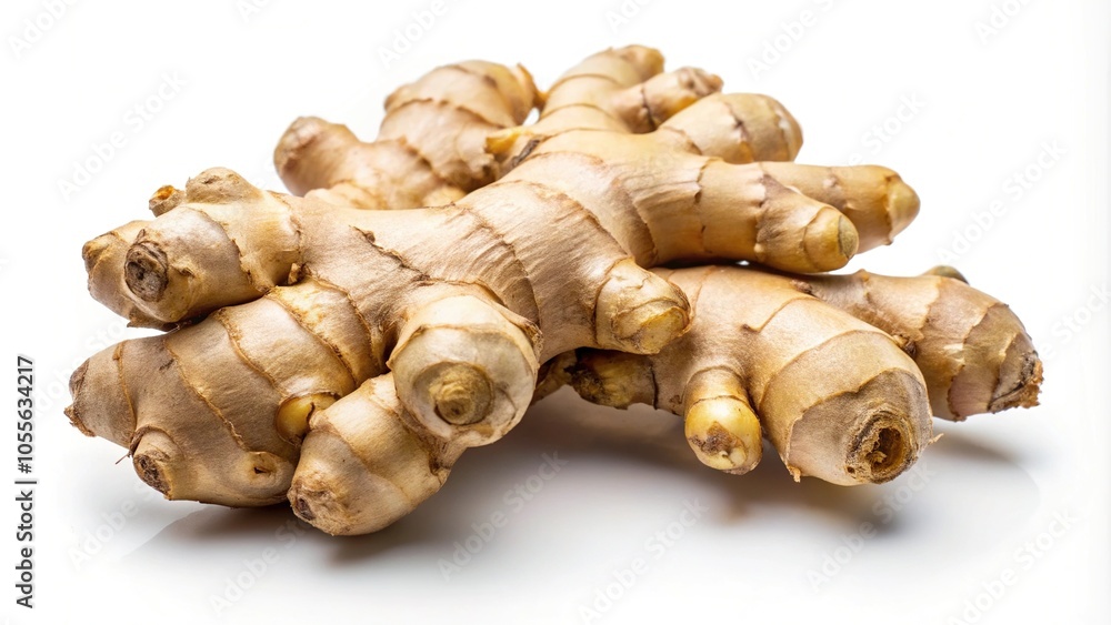 Fresh ginger root isolated on white background reflected Fresh ginger root isolated on white background reflected