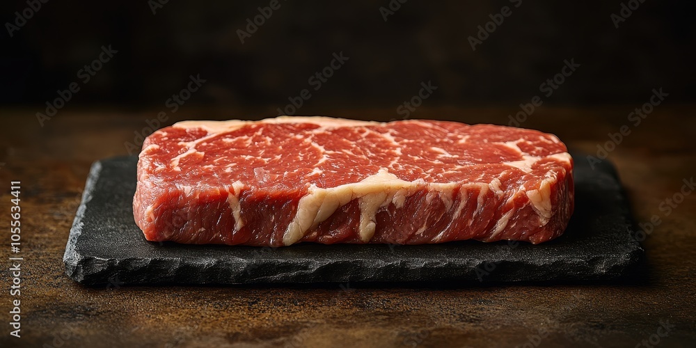 a piece of meat on a slate a piece of meat on a slate