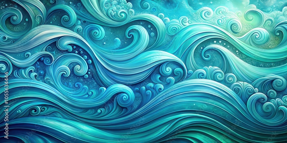 A swirling, mesmerizing blue wave pattern with delicate swirls and flowing lines, creating a visually engaging abstract art piece