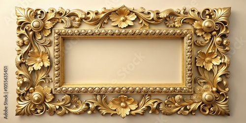 Gilded Ornate Frame with Intricate Floral Designs and a Smooth Surface for Displaying Artworks or Photographs